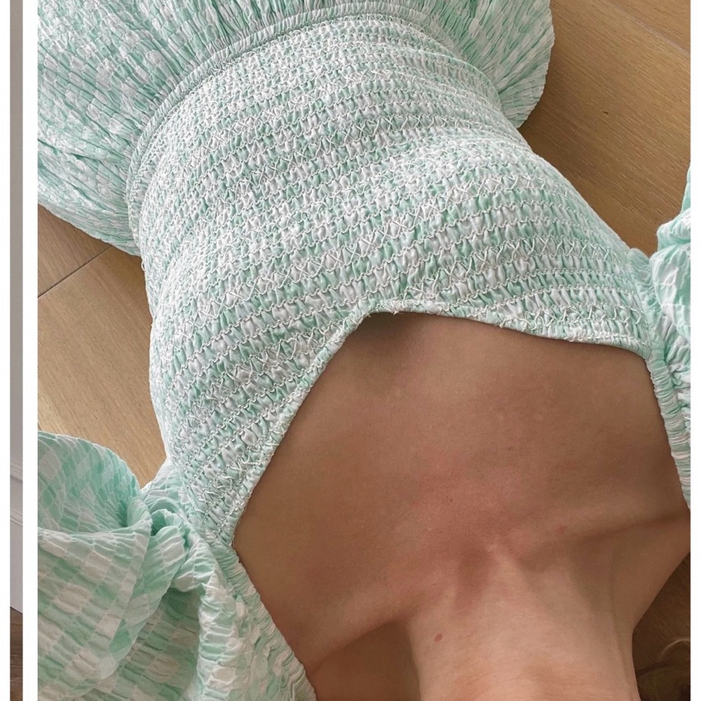 JessaKae Mint Gingham Puff-Sleeve Maxi Dress - Women - Picture 3 of 7